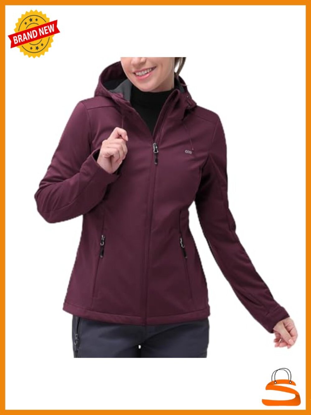 Women's Softshell Jacket Waterproof Lightweight Windbreaker Hooded